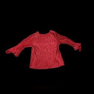 Cazza Petite XL Vinage Red Plissé Ruffle Blouse